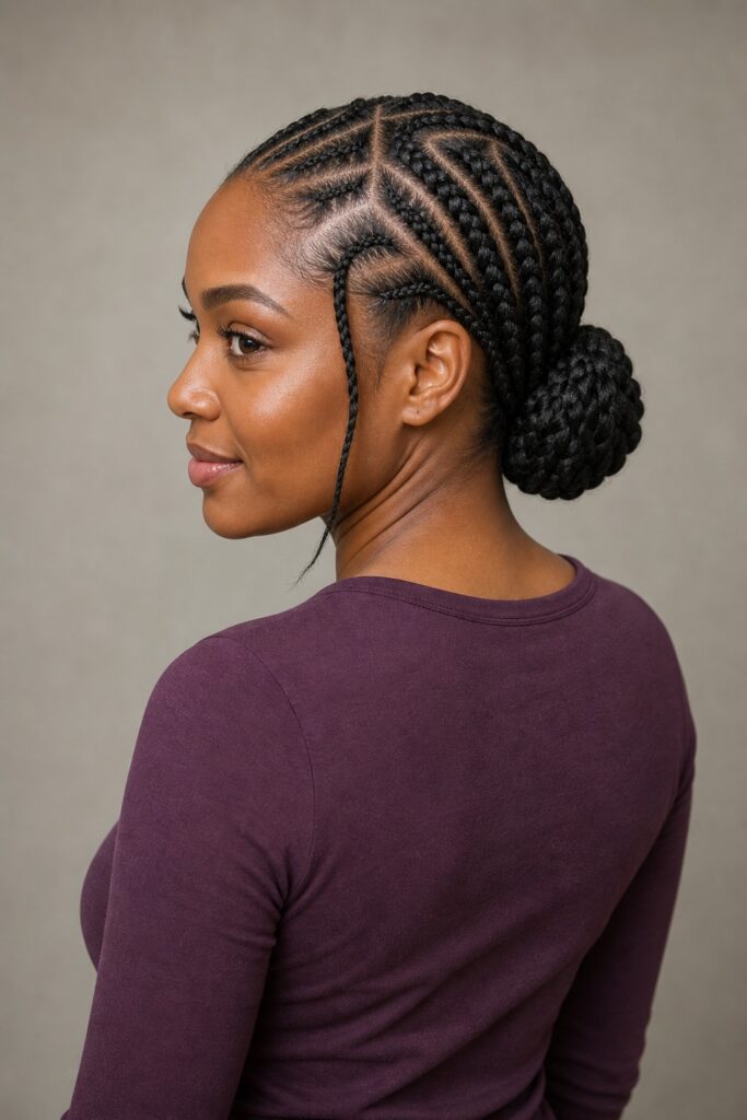Low Fulani Braided Bun
