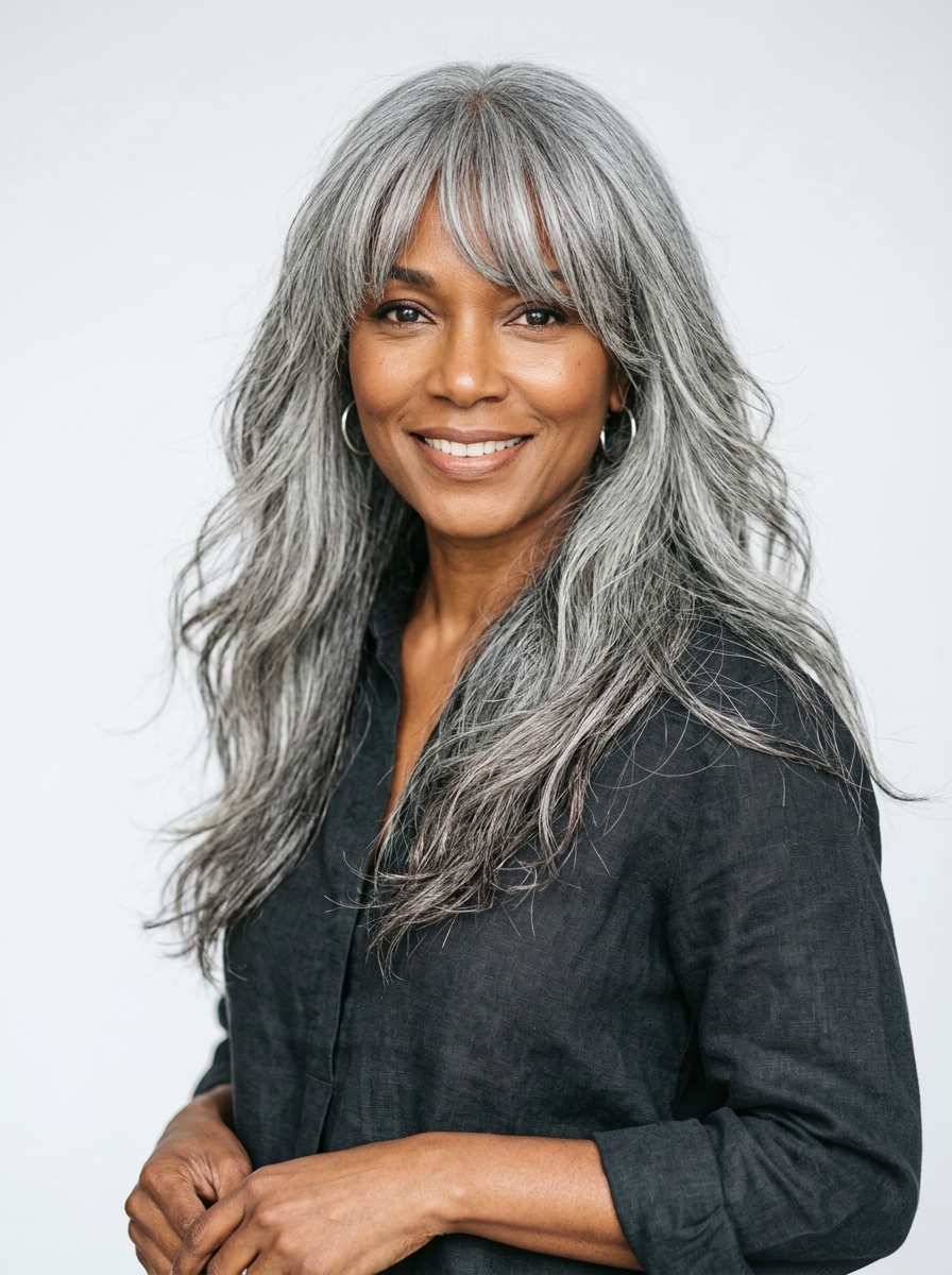 Silver Bohemian Curtain-Bang Shag