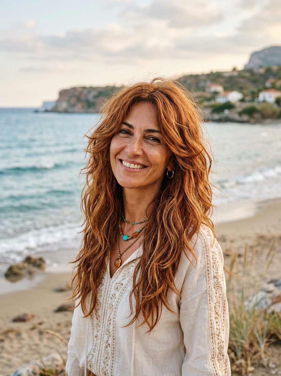Copper Boho Shag with Feathered Layers
