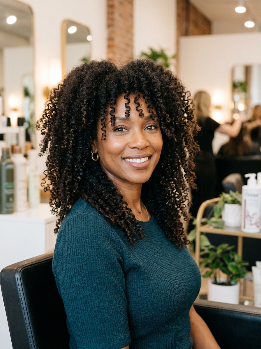Natural Textured Shag for Coily Hair