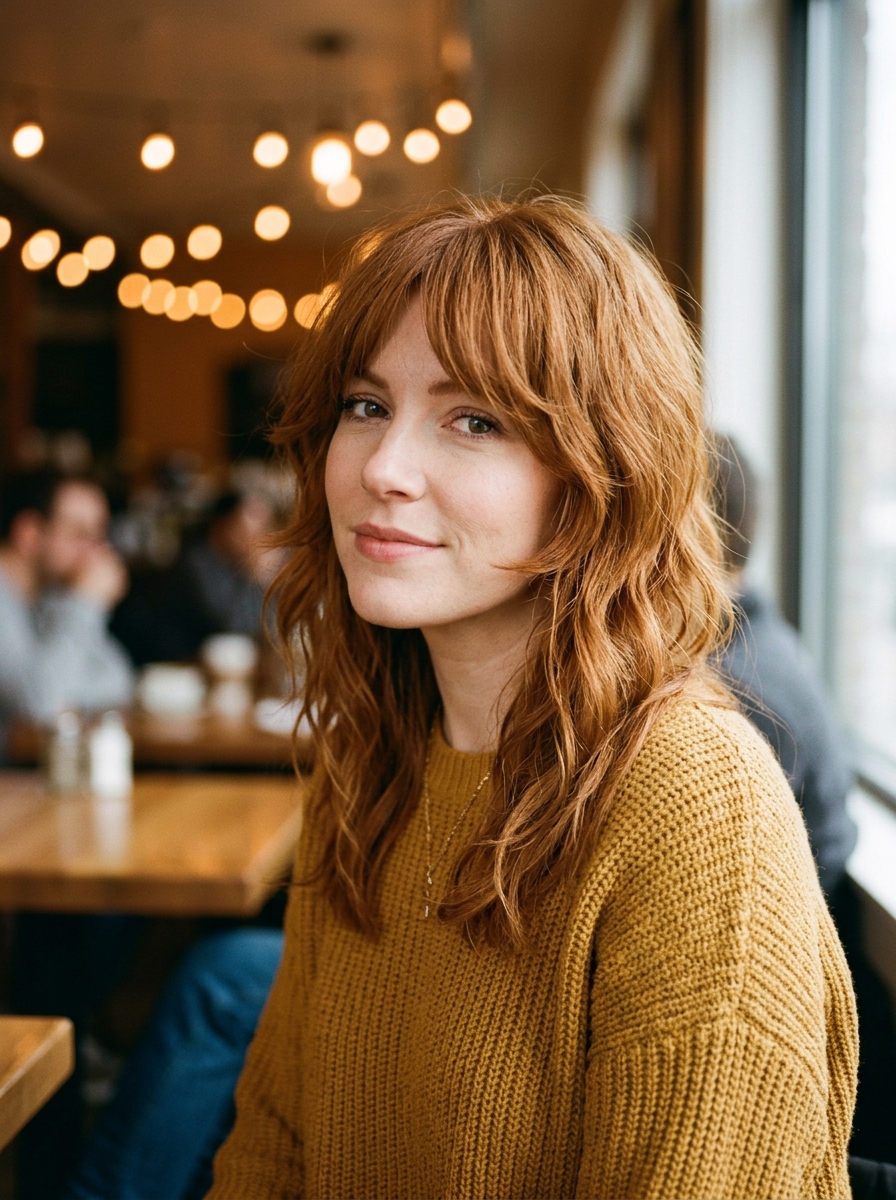 Ginger Curtain-Bang Shag with Close Face Framing