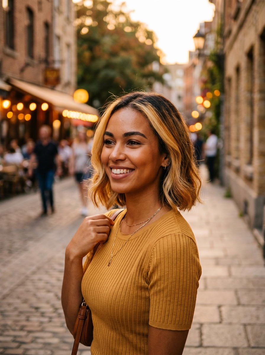 Shadow Root Bob with Face-Framing Highlights