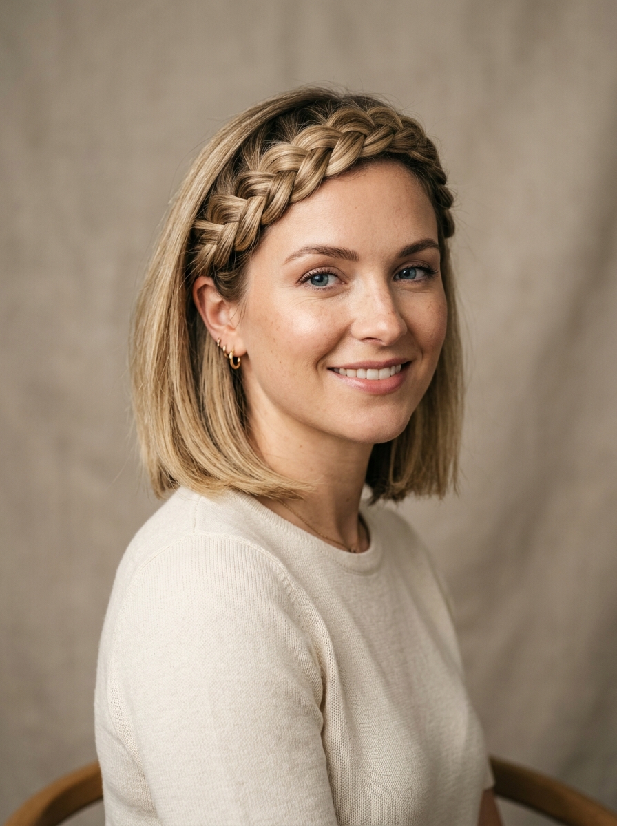 French Braid Crown Bob
