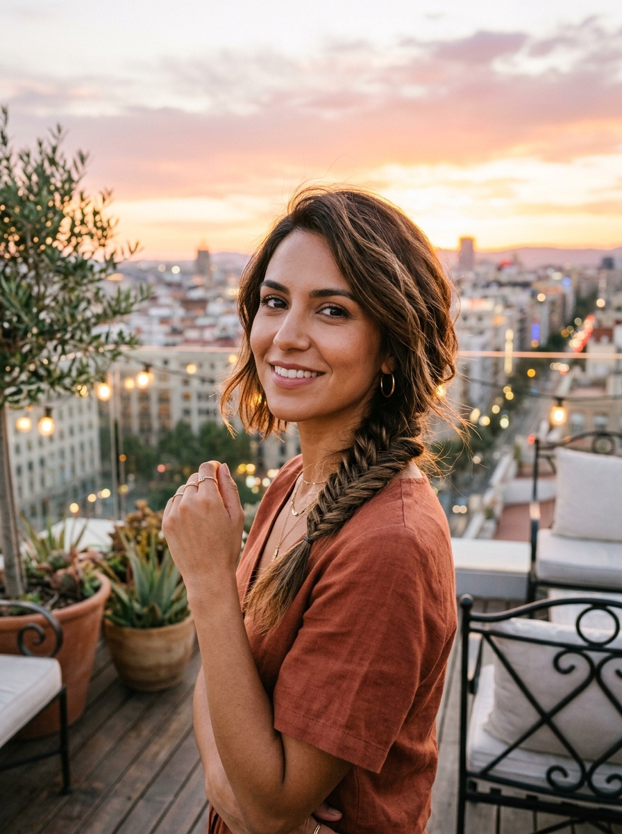 Golden Hour Fishtail Braid Bob