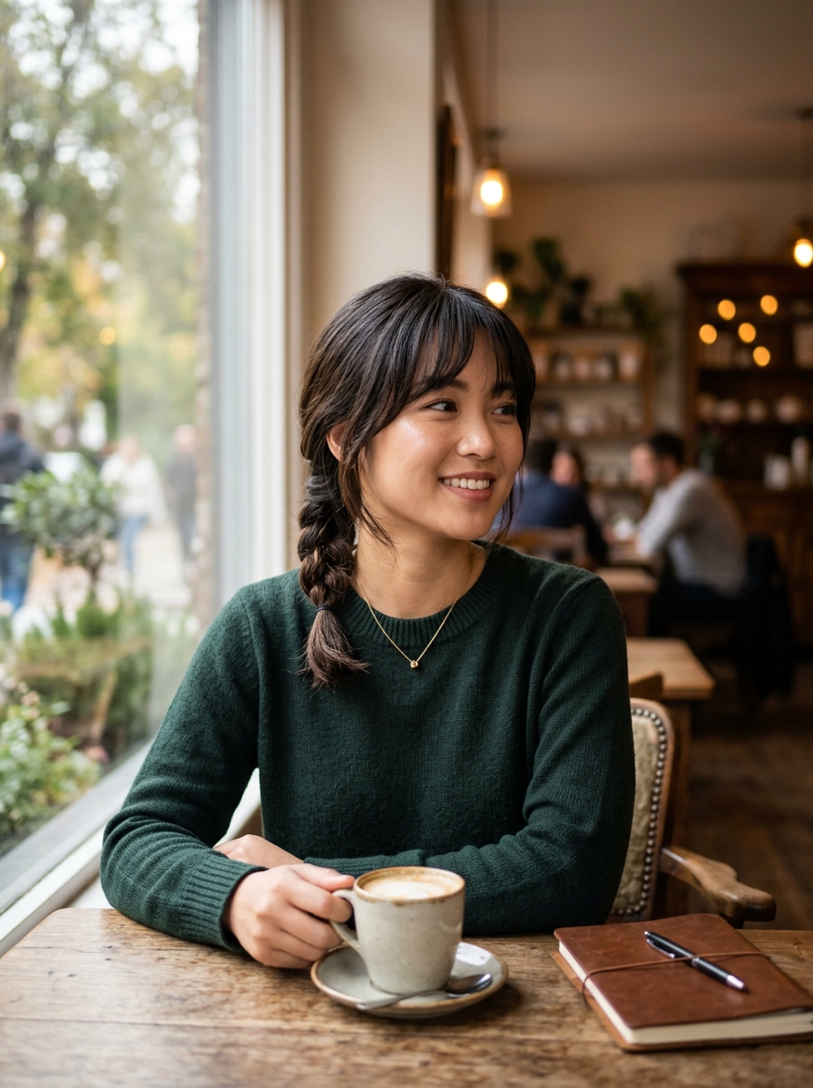 Braided Bob with Curtain Bangs