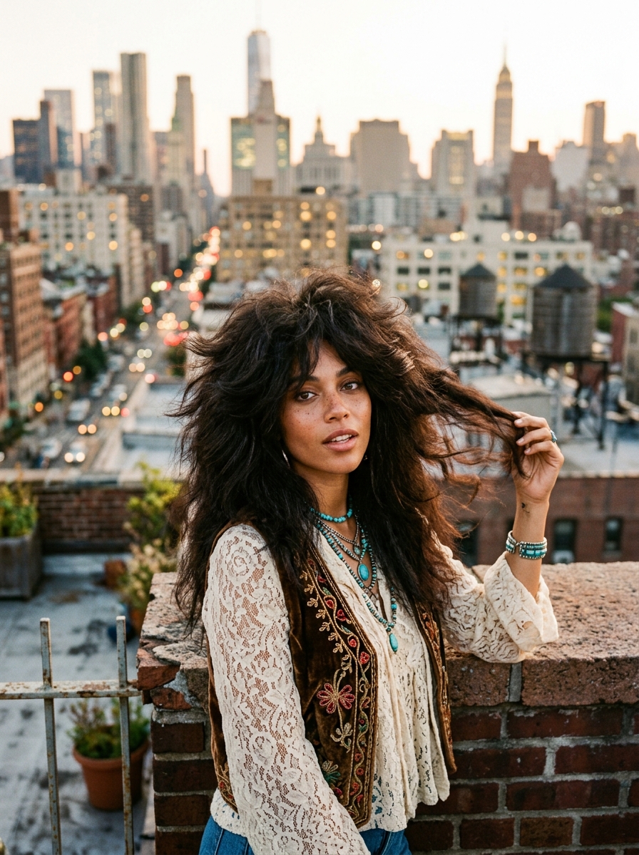 70s Rock Goddess Wide-Layer Gypsy Shag