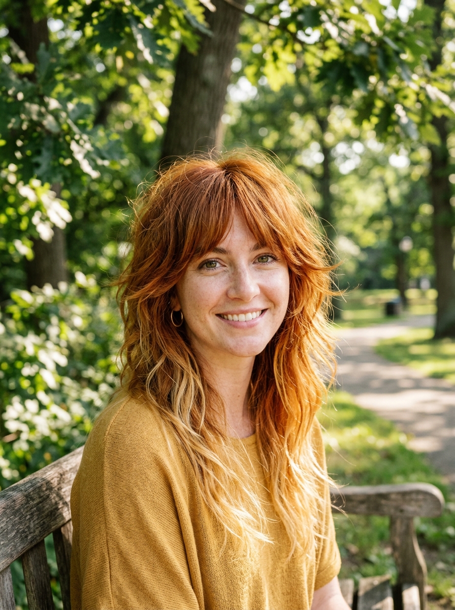 Copper-Toned Gypsy Shag with Wispy Ends