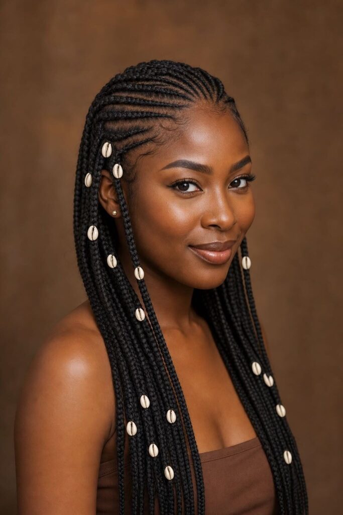 Fulani Braids With Cowrie Shell Accents