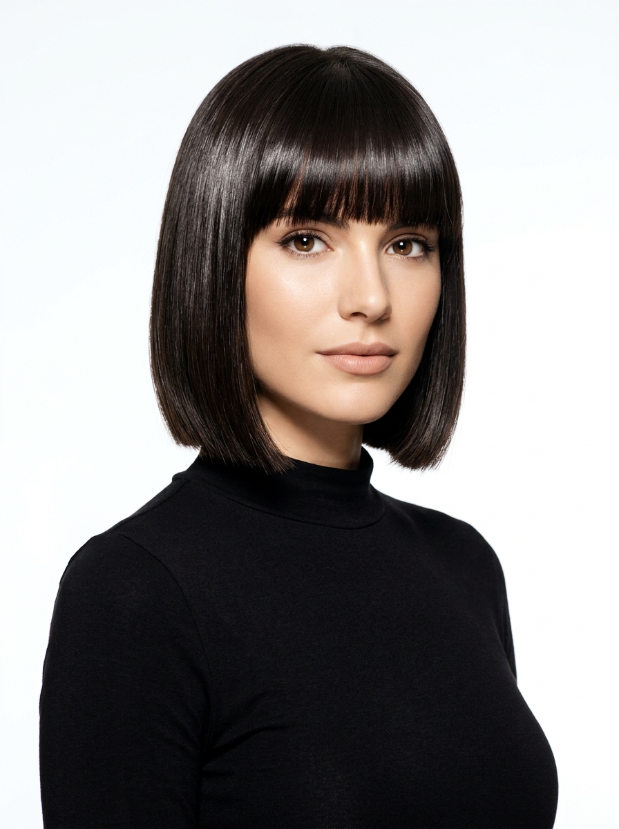 Blunt Bob with Heavy Blunt Bangs