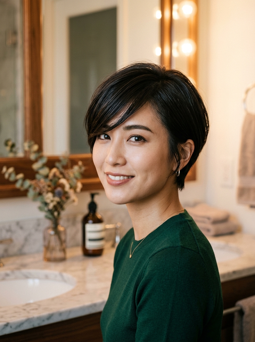 Short Pixie-Bob with Side-Swept Bangs