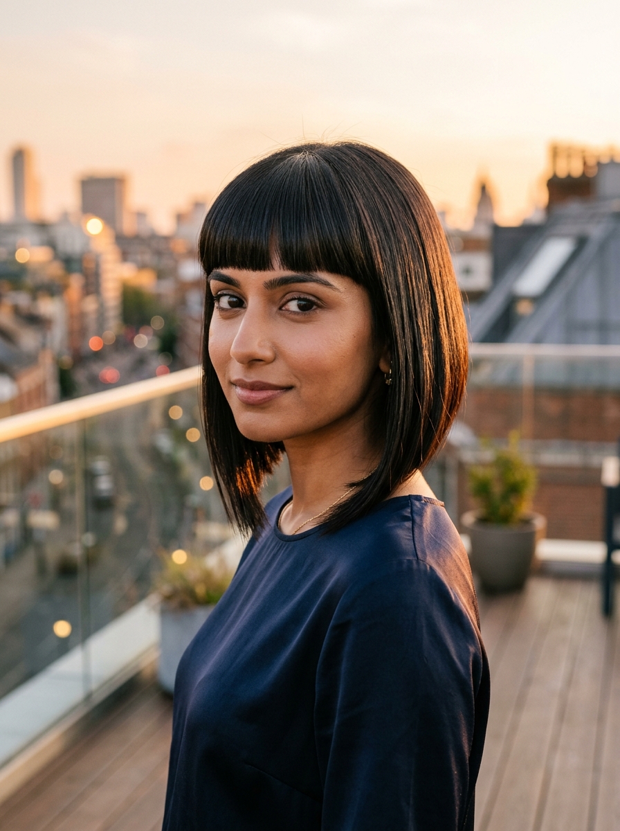 A-Line Bob with Blunt Fringe