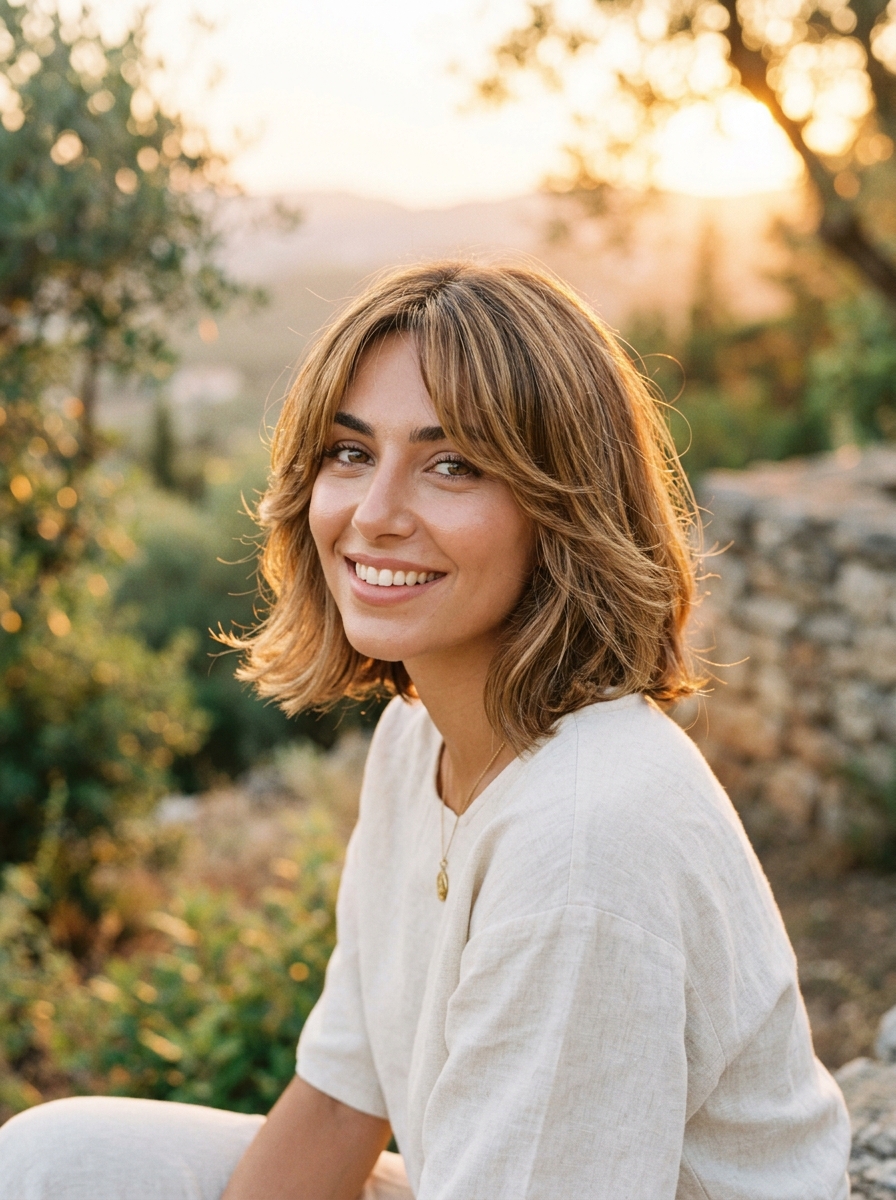 Feathered Bob with '70s Swooped Bangs