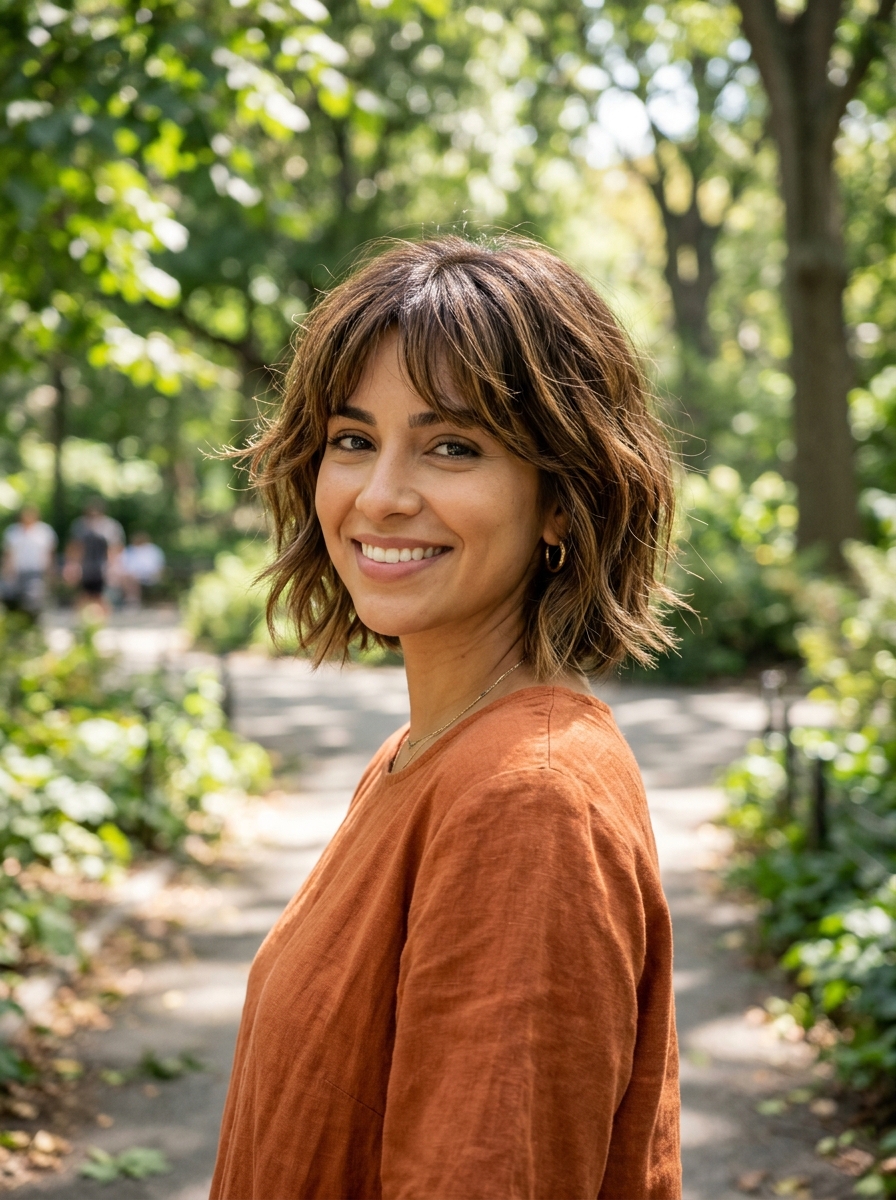 Choppy Bob with Wispy Curtain Bangs