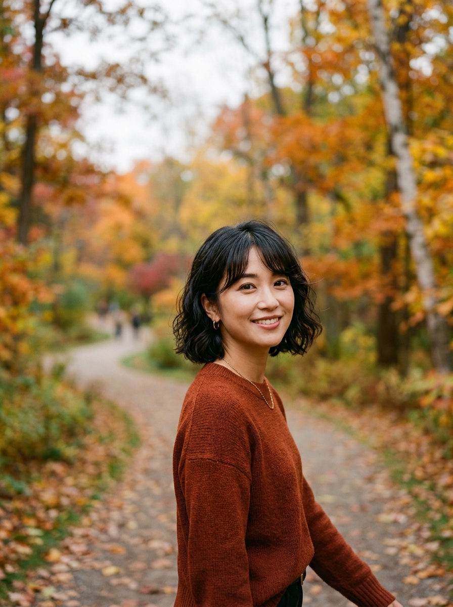 Textured Bob with Bottleneck Curtain Bangs