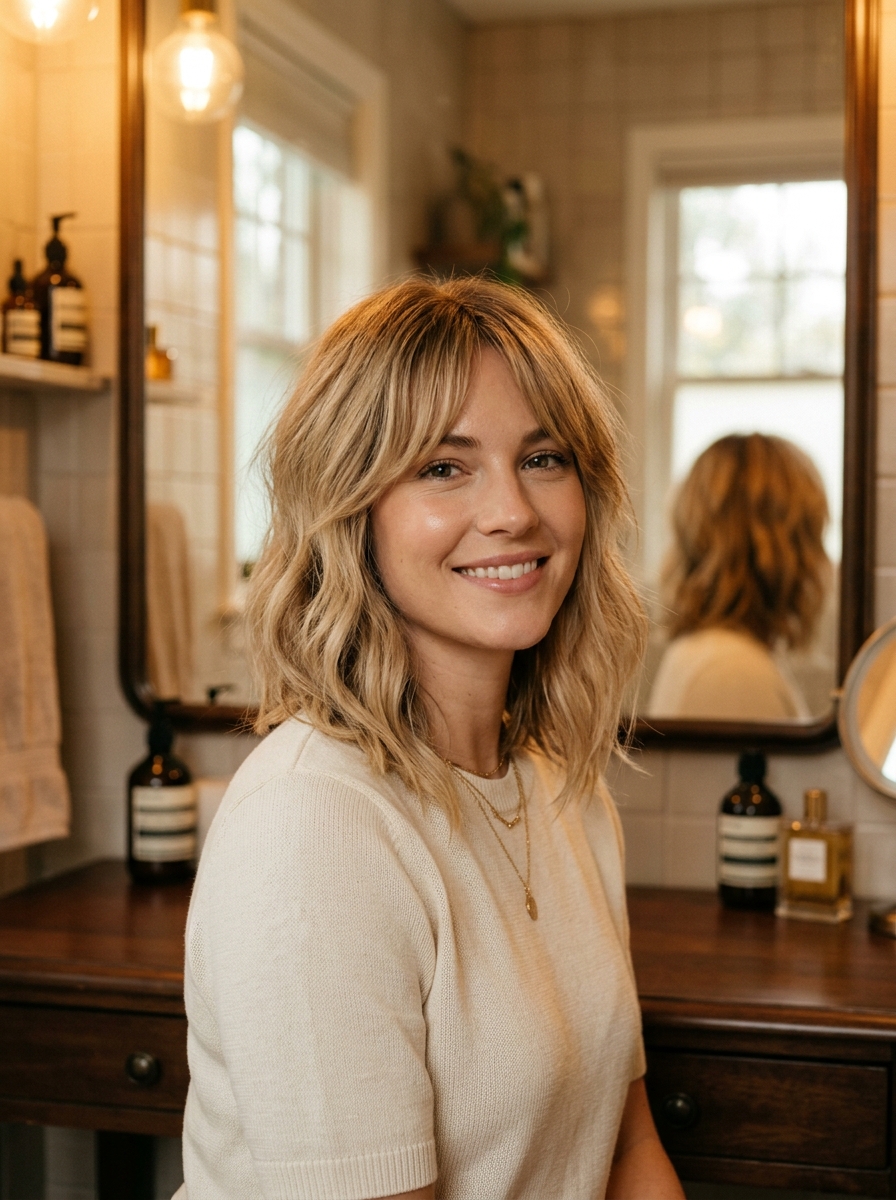 Asymmetric Lob for Heart Faces with Curtain Bangs