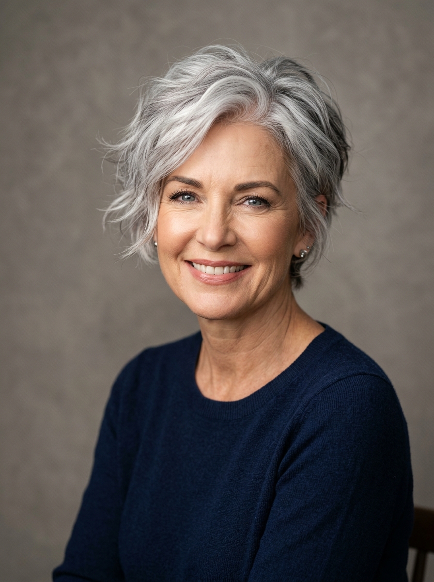 Tousled Silver Pixie