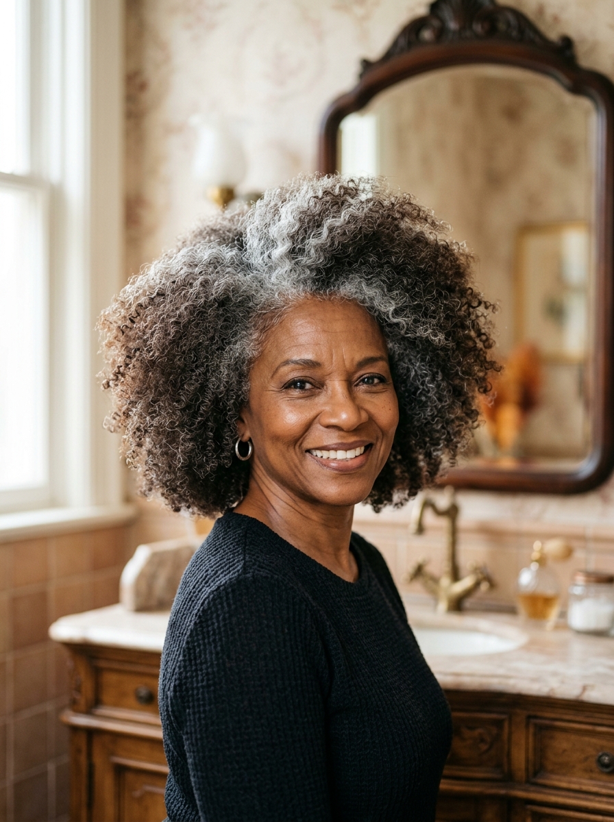 Coily Afro Silver Halo
