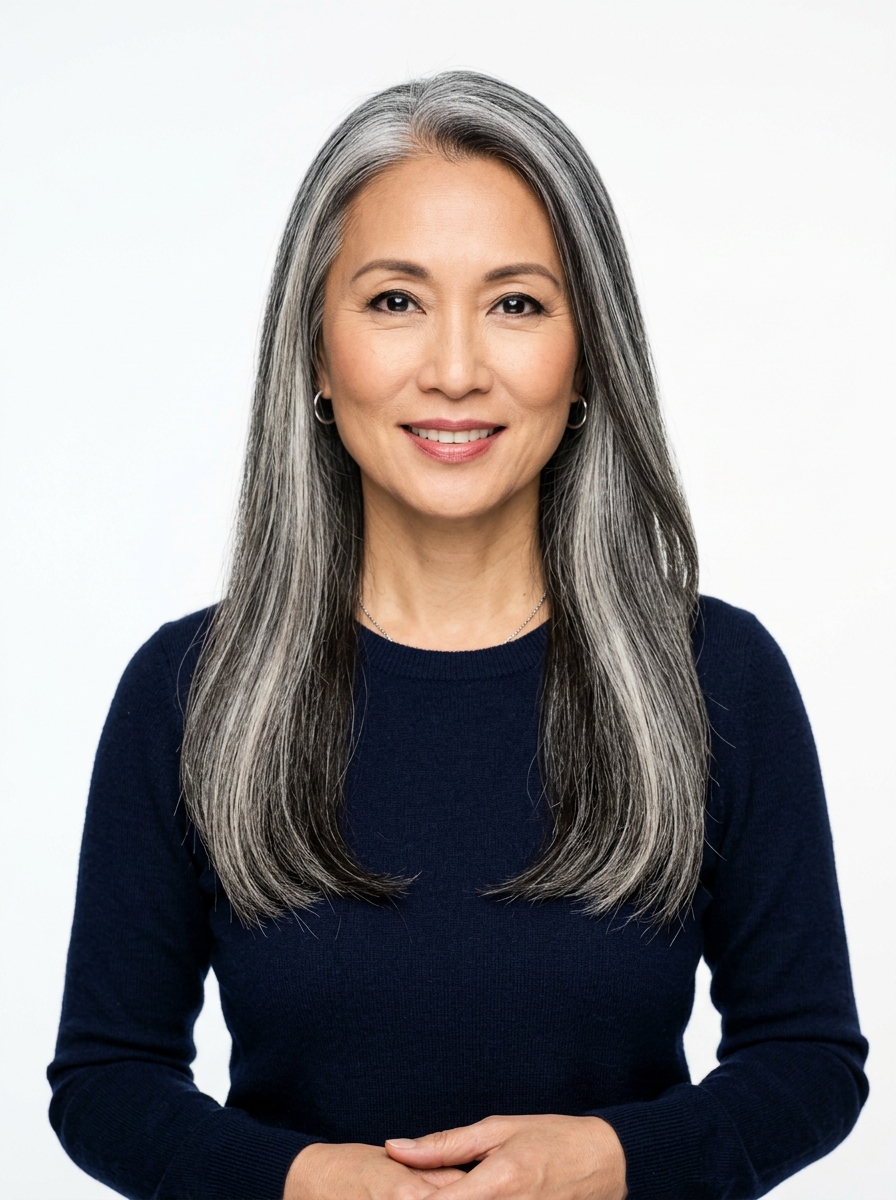 Sleek Straight Long with Center Part