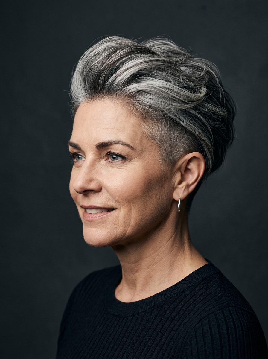 Undercut Pixie with Long Textured Top