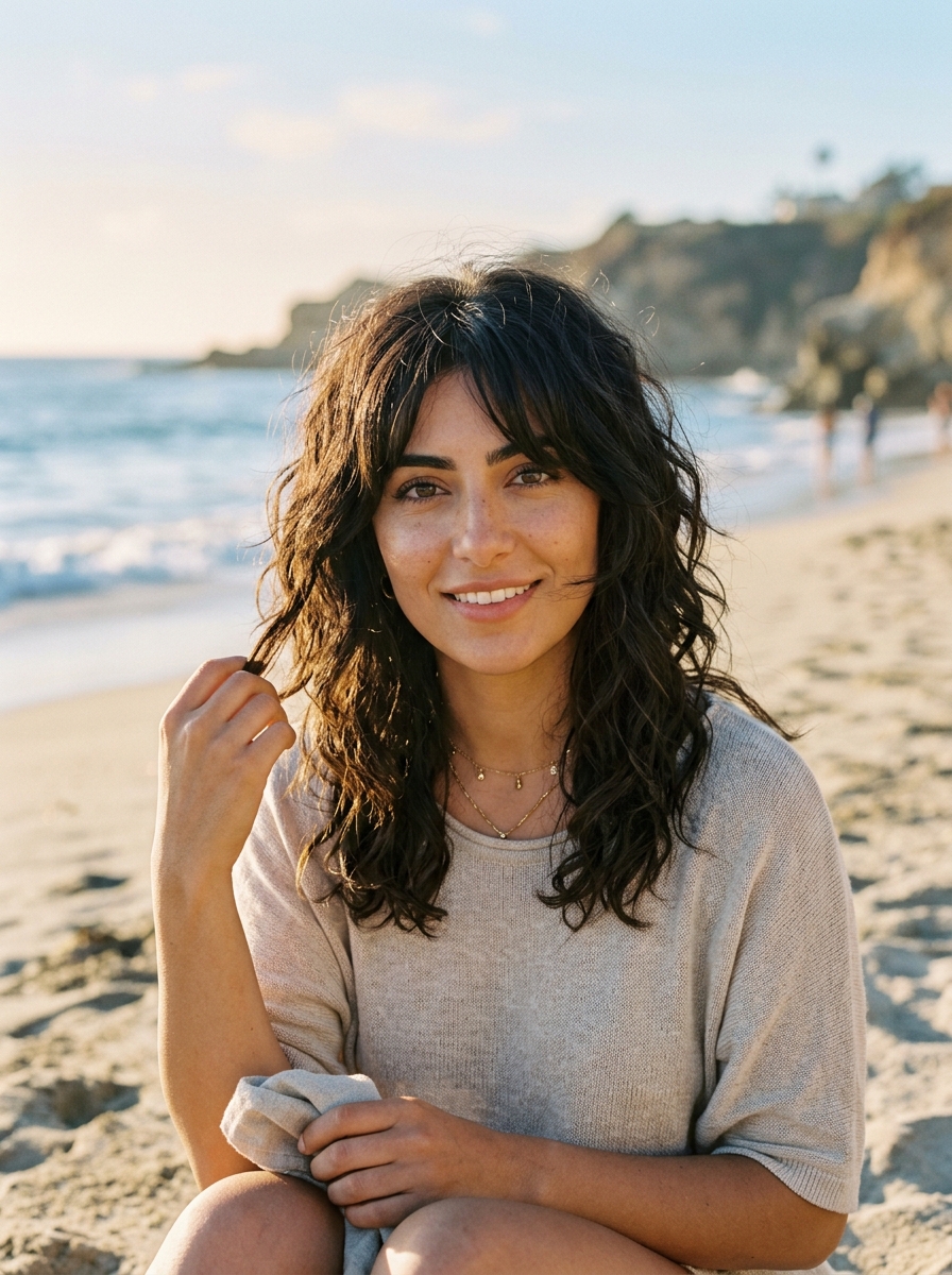 Razored Feather Bangs, Grown-Out Length