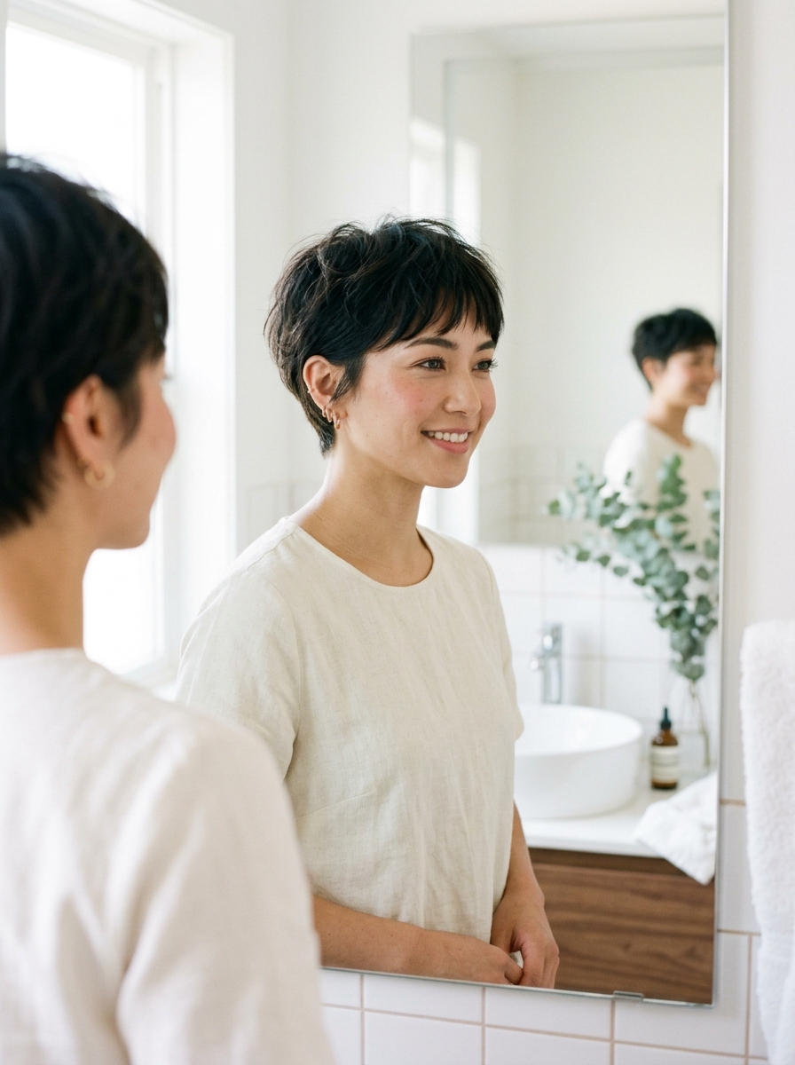 Ear-Length Pixie-Shag with Curtain Fringe