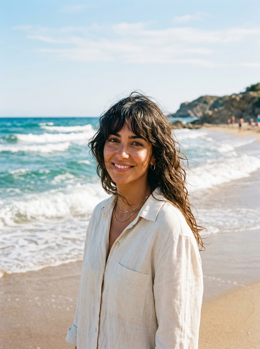 Wavy Beachy Shag with Curtain Bangs