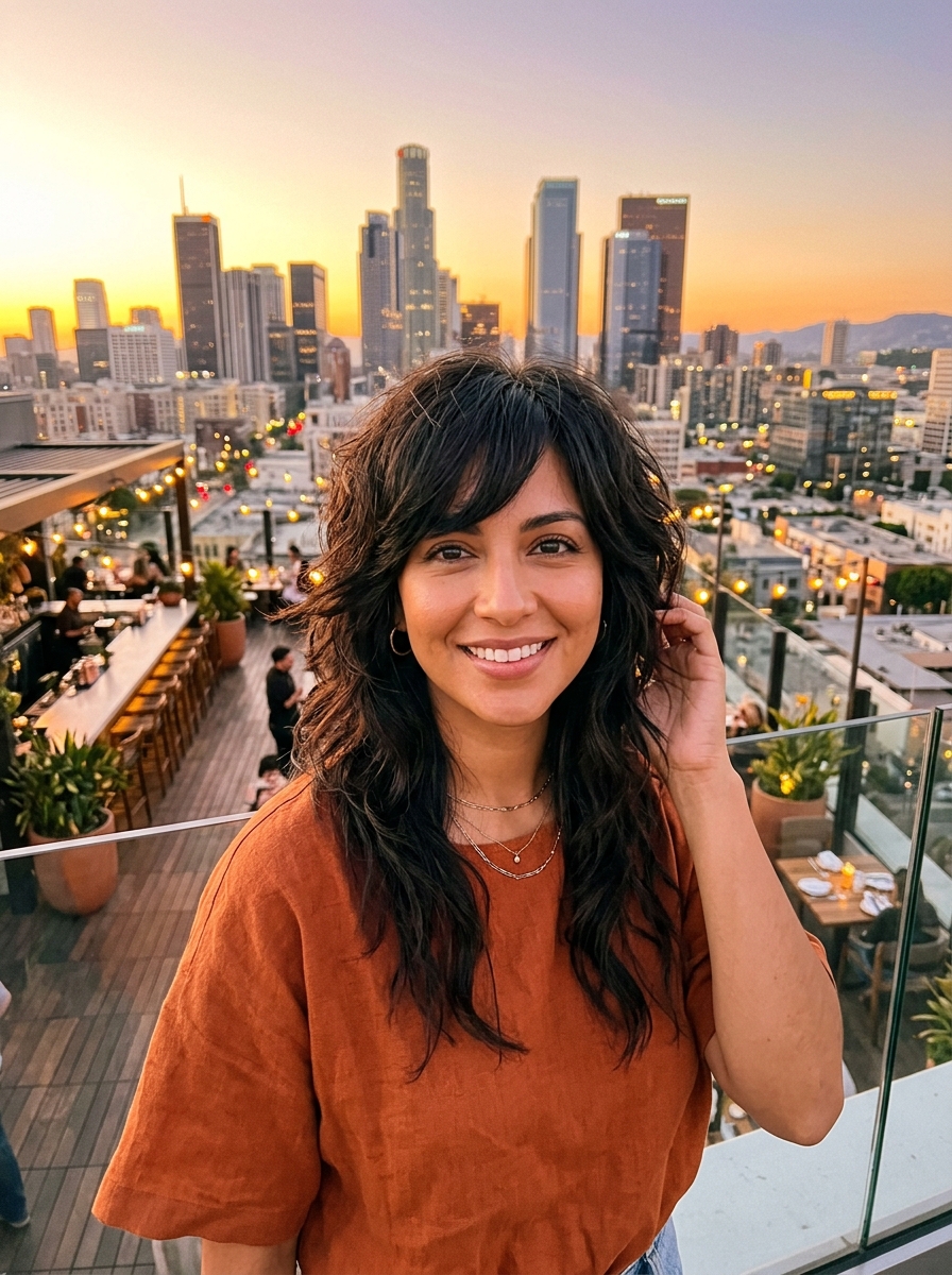 Wolf Cut with Side-Swept Bangs