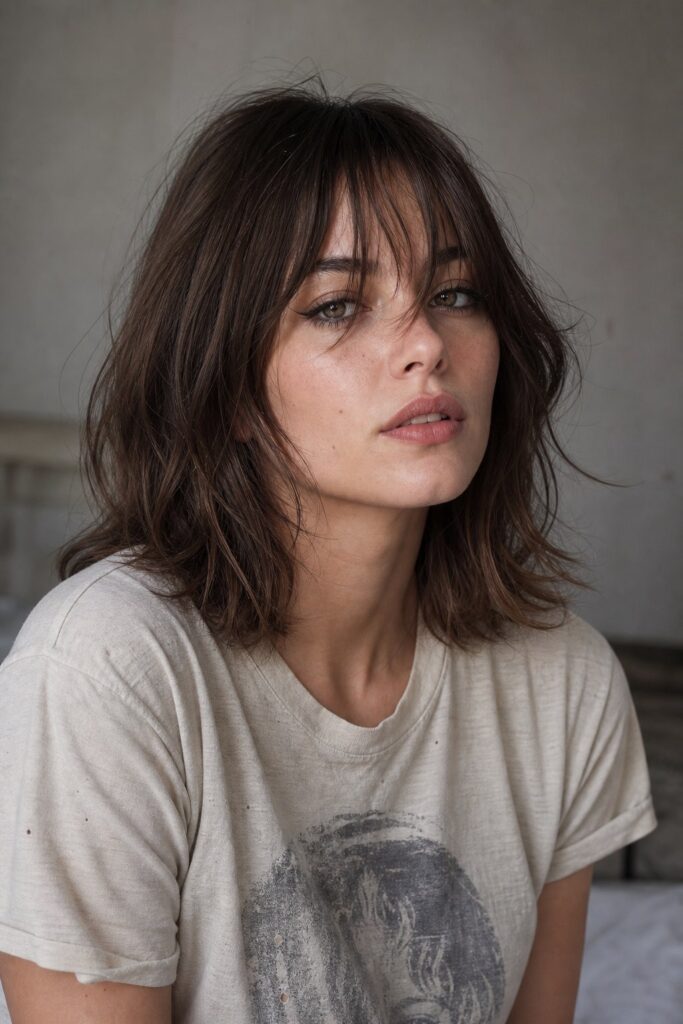 Wispy Bangs with Shoulder-Length Hair