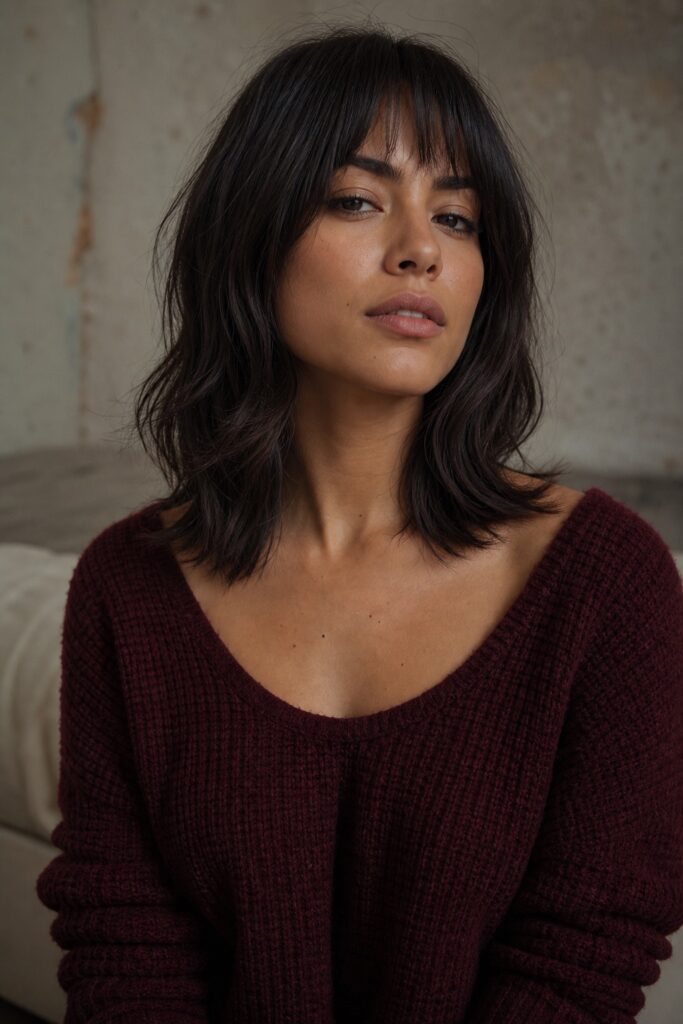 Collarbone Cut with Bottleneck Bangs