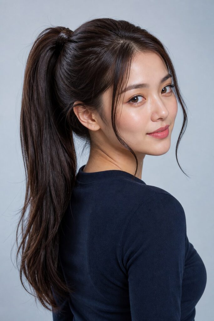 High Ponytail With Face-Framing Tendrils