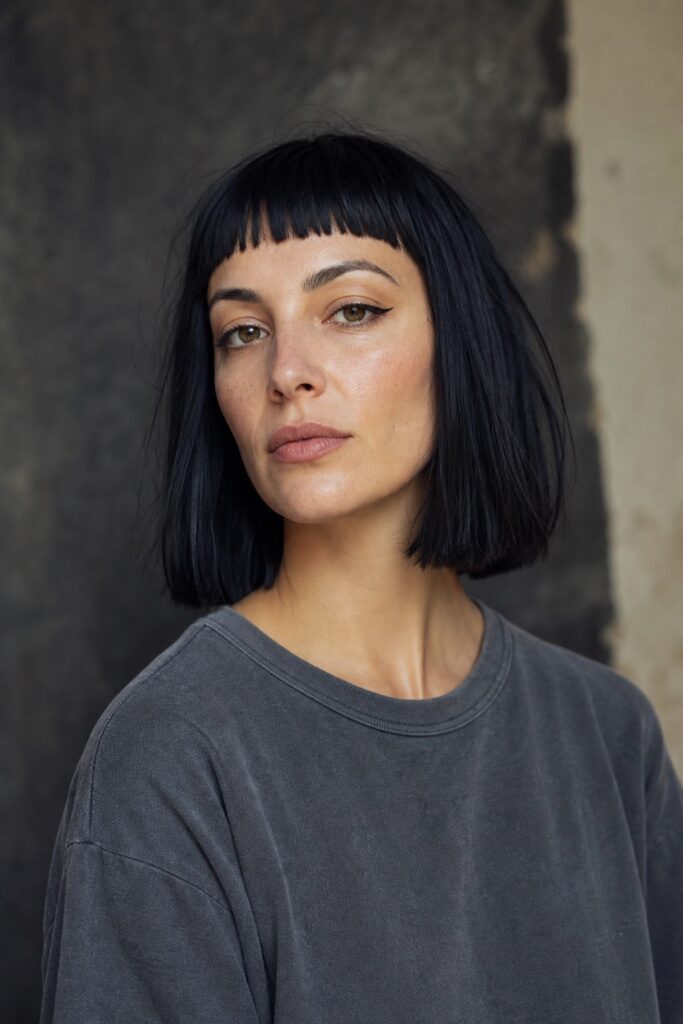 Blunt Lob with Micro Bangs