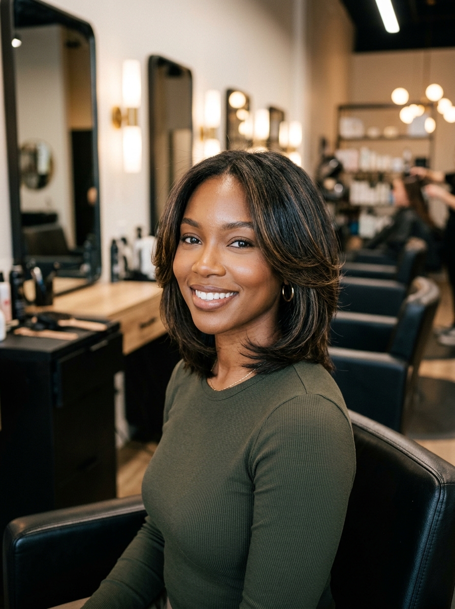 Shoulder-Length Butterfly Bob Hybrid