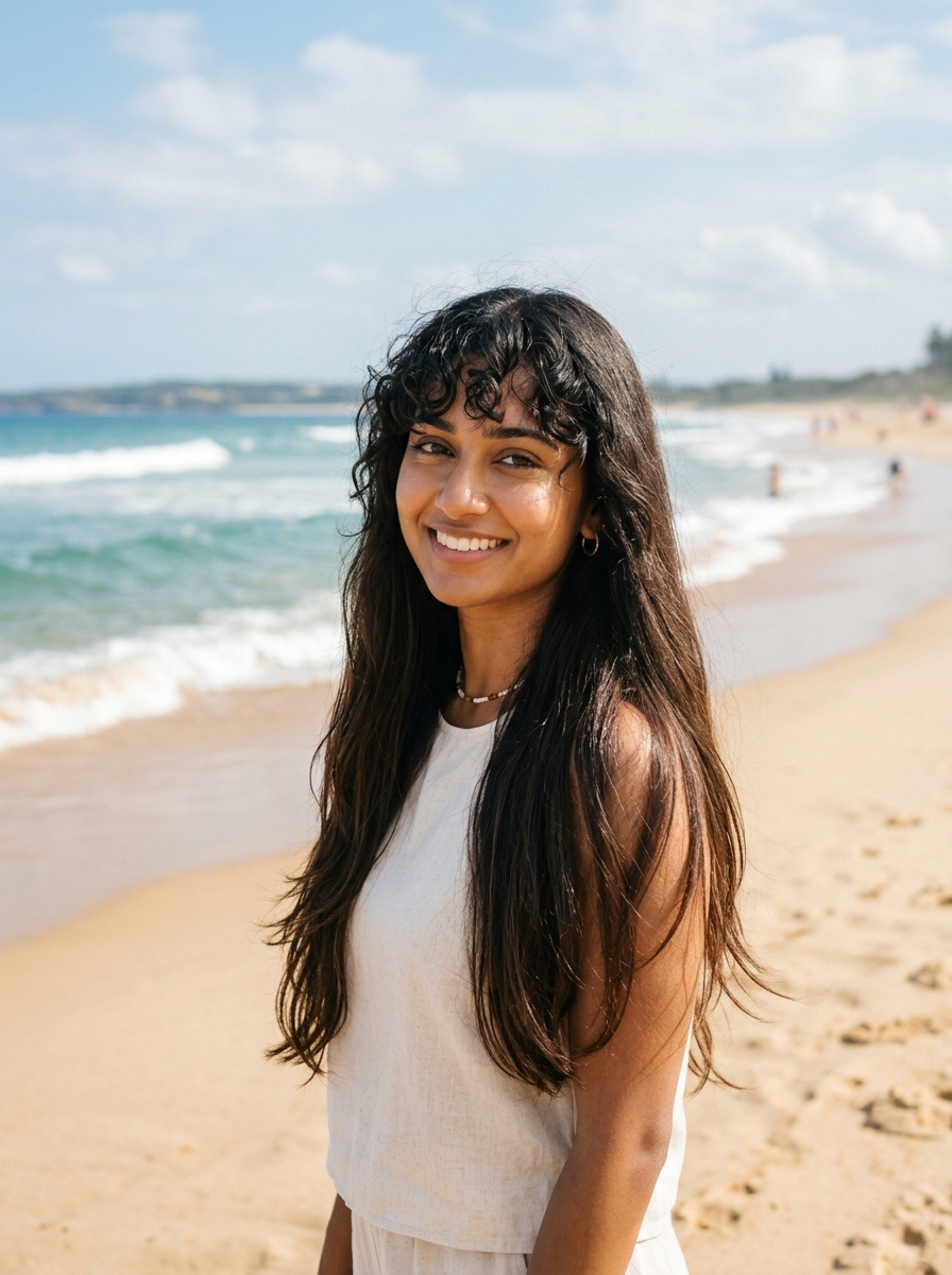 Curly Bangs with Straight Butterfly Combo