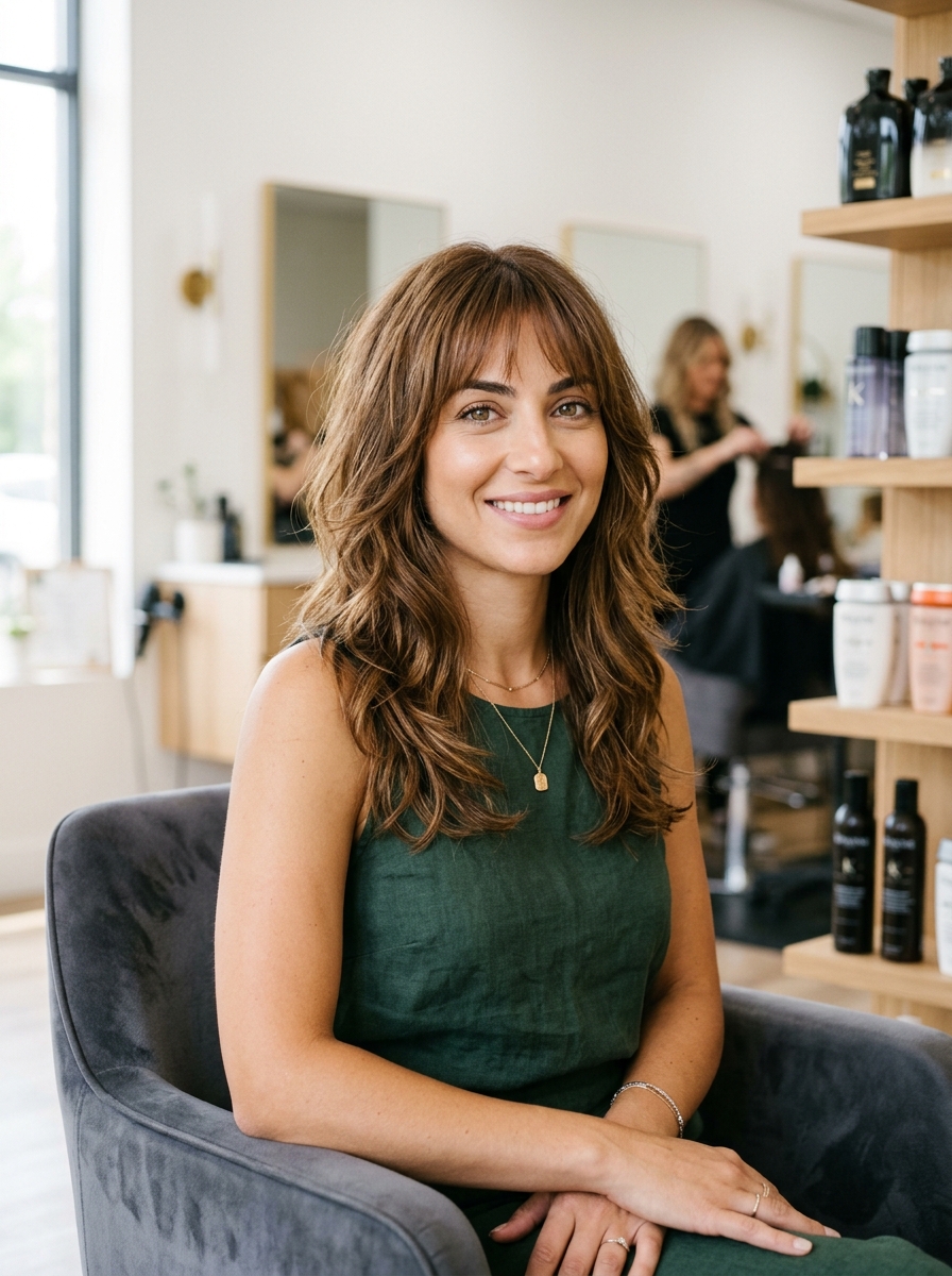 Fine Hair Butterfly Cut with Wispy Bangs