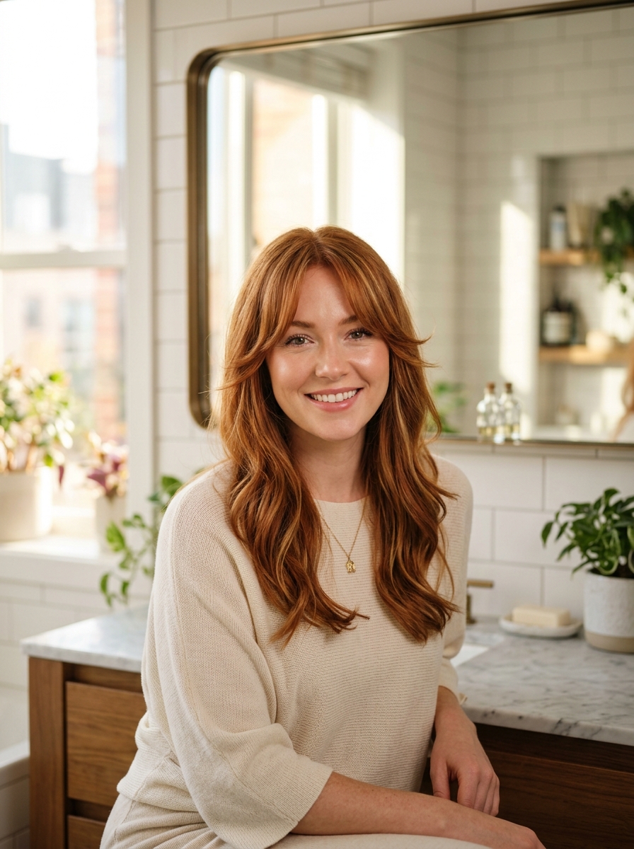 Caramel Highlights on Natural Red Hair