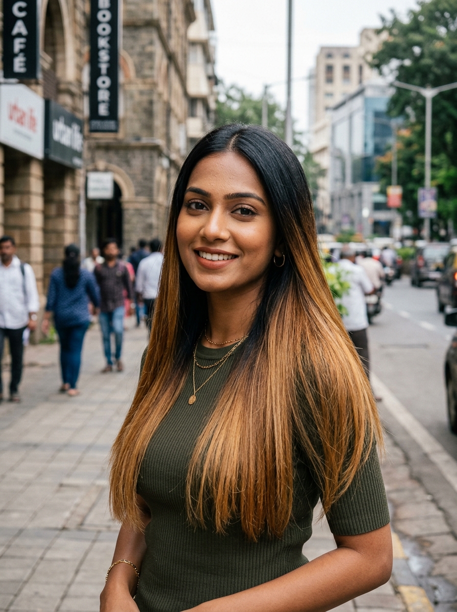 Caramel Ombre on Sleek Straight Hair