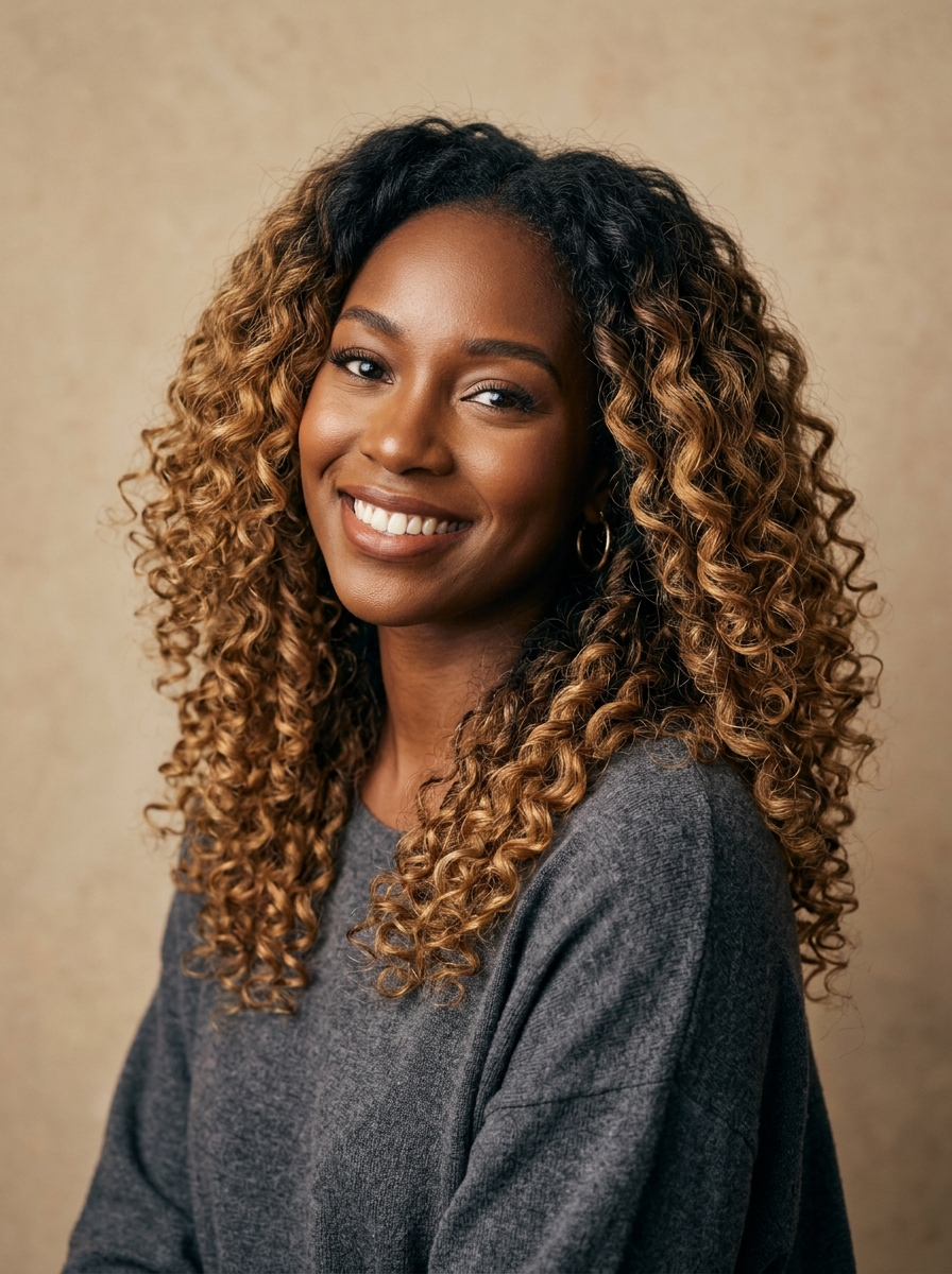Caramel Sombre on Loose Curls