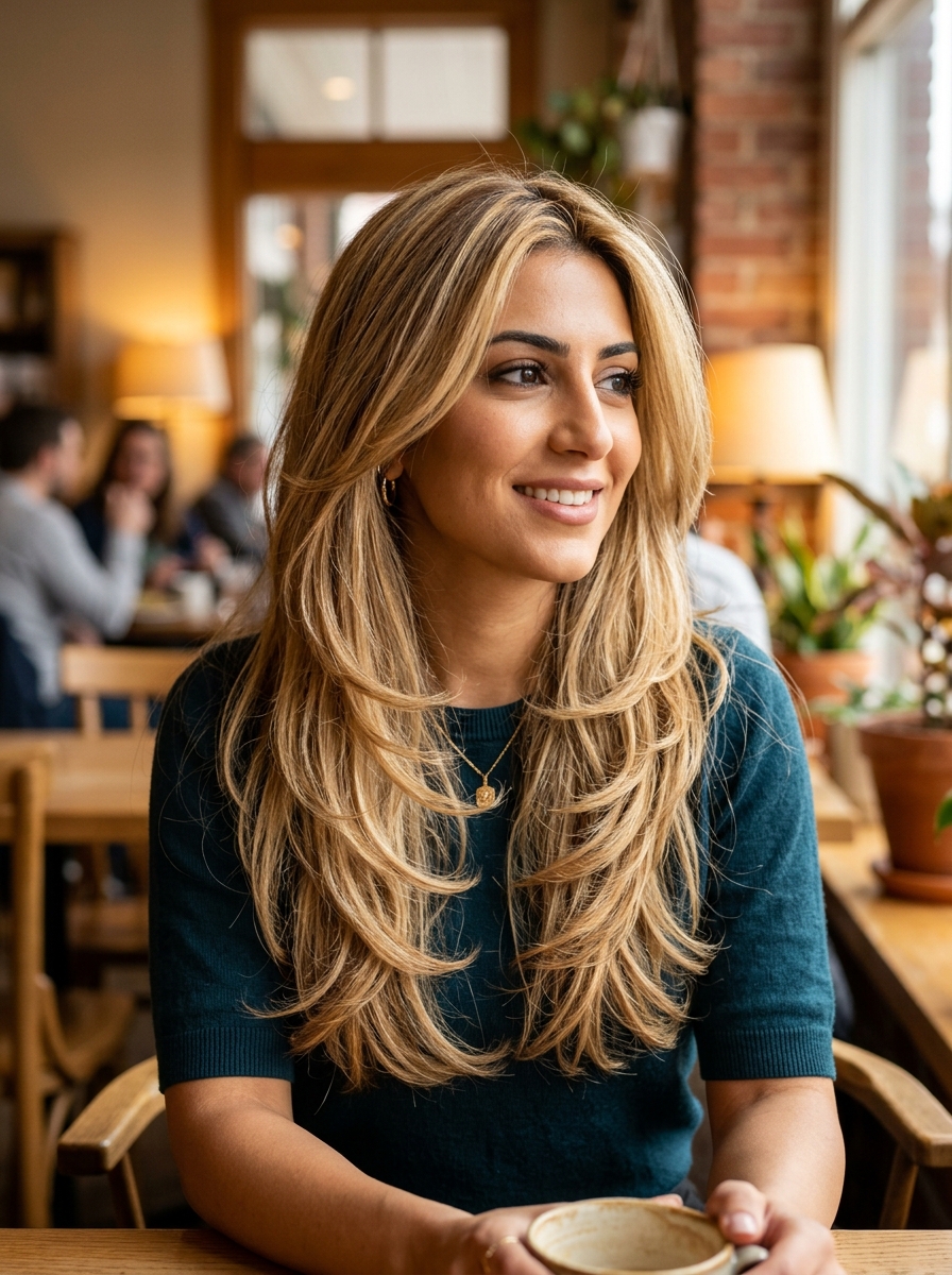 Caramel Lowlights on Golden Blonde Hair