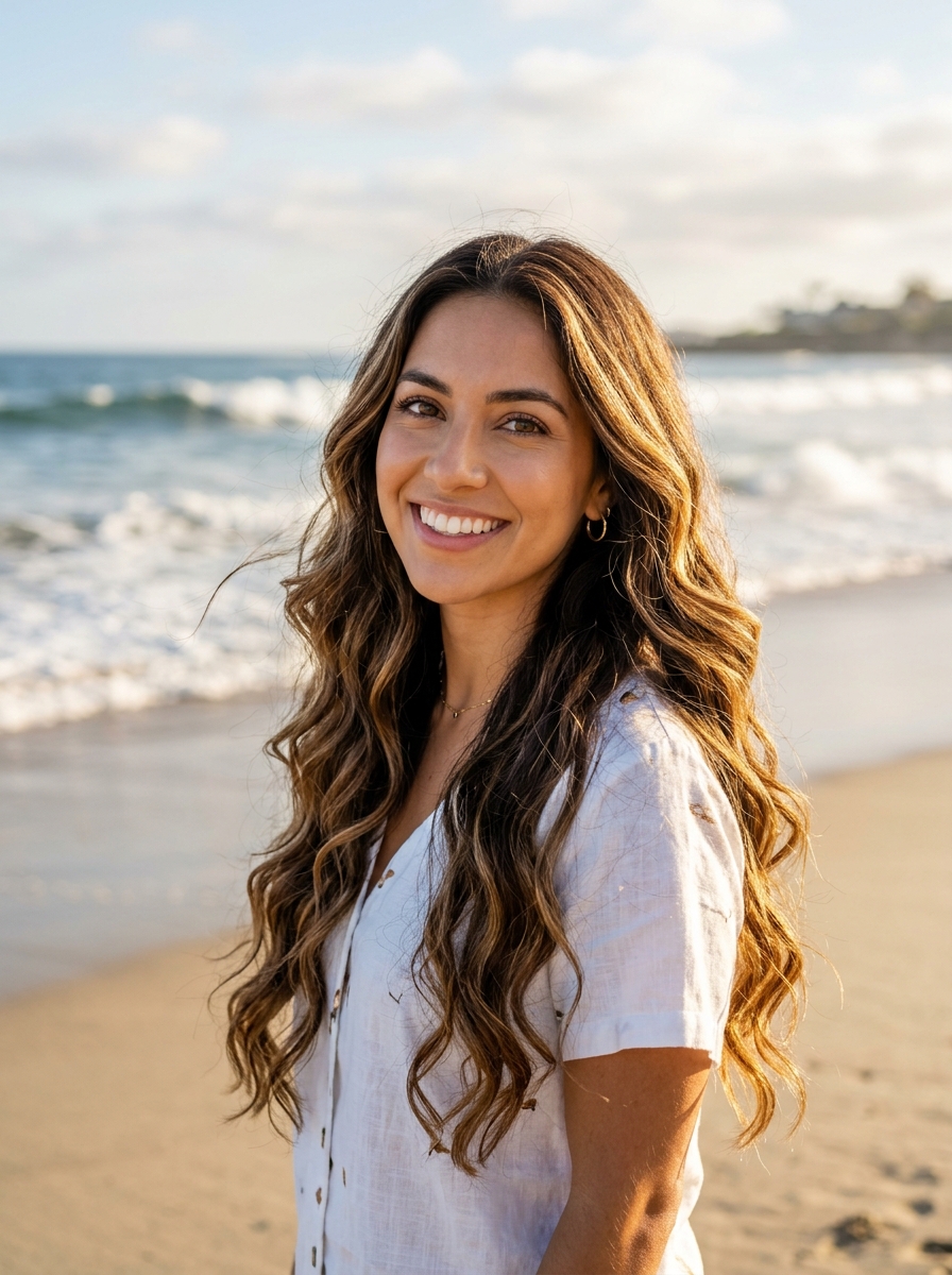 Caramel Highlights for Thin Wavy Hair