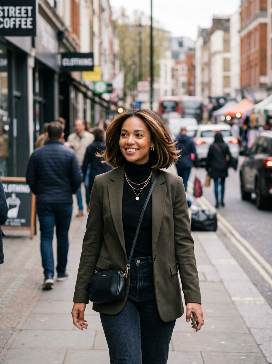 Caramel Highlights on Layered Bob (Thin Hair)