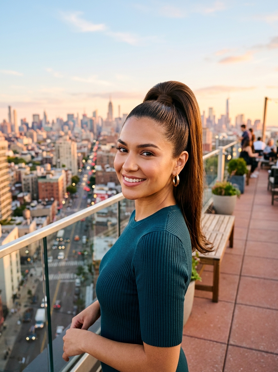 Sleek High Ponytail with Crown Volume