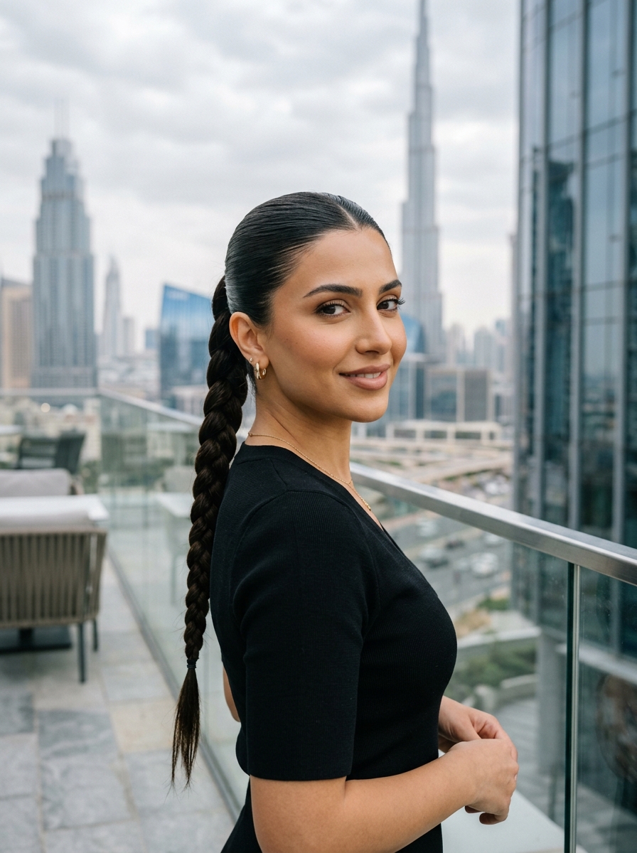 Braided Ponytail with a Sleek Crown