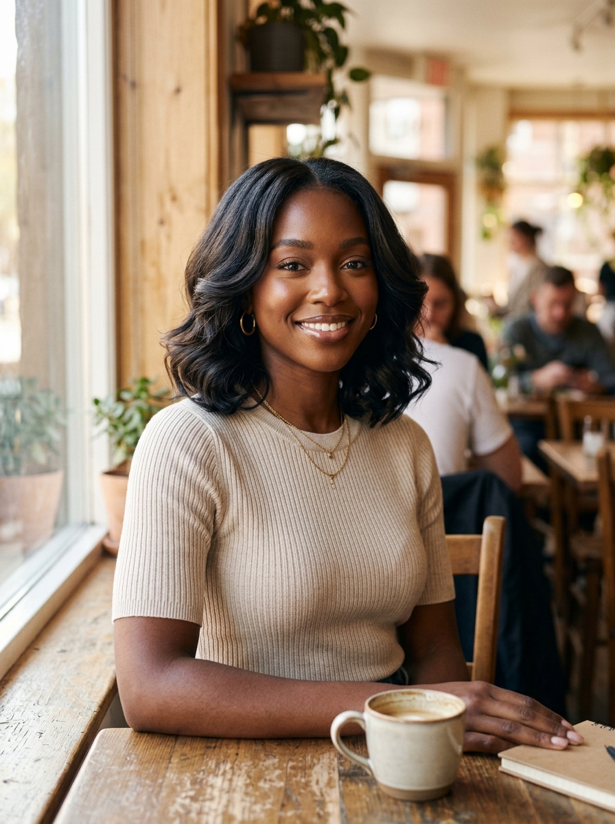 Shoulder-Length Blunt Lob with Soft Face-Framing Waves