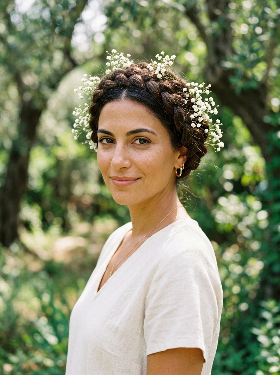 Milkmaid Double-Braid Wrap with Baby's Breath