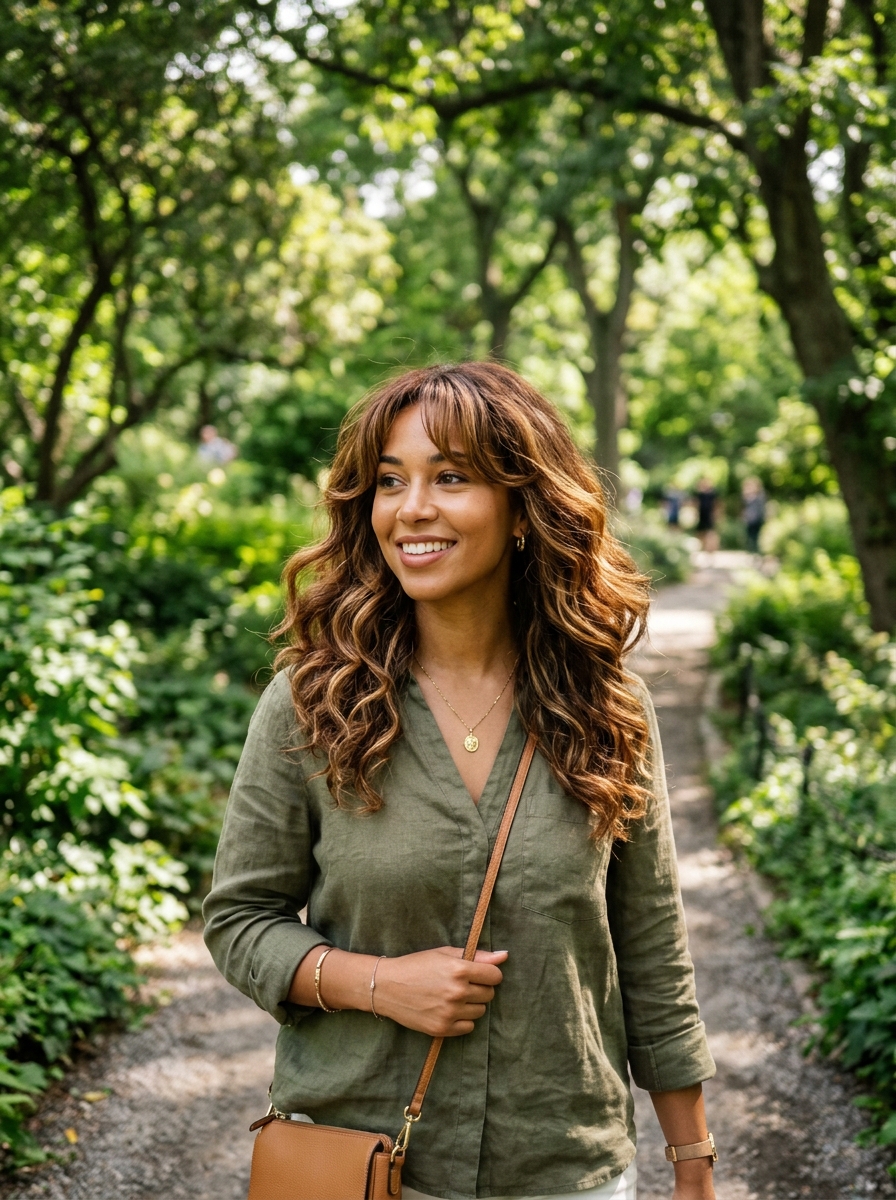 Chestnut Brown with Caramel Face-Framing