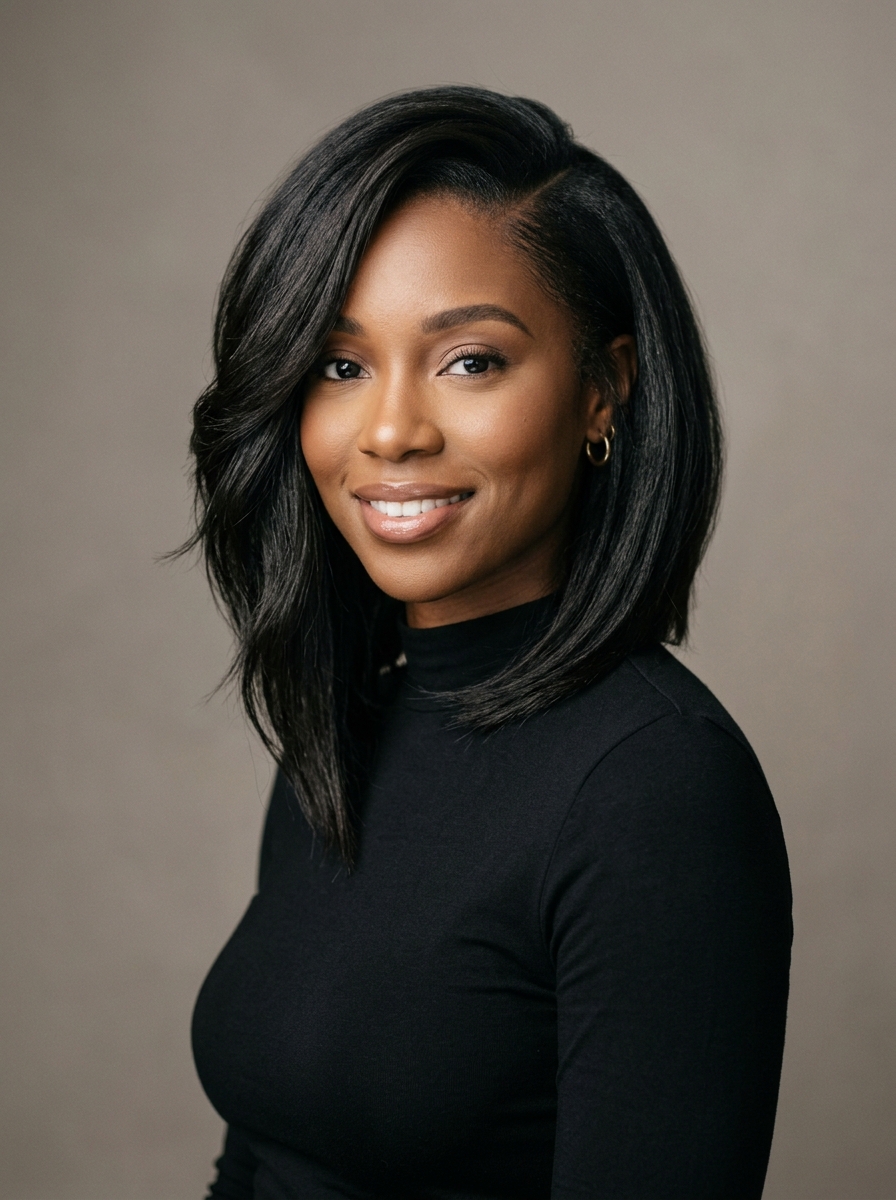Angled Long Bob (Lob) with Side Part