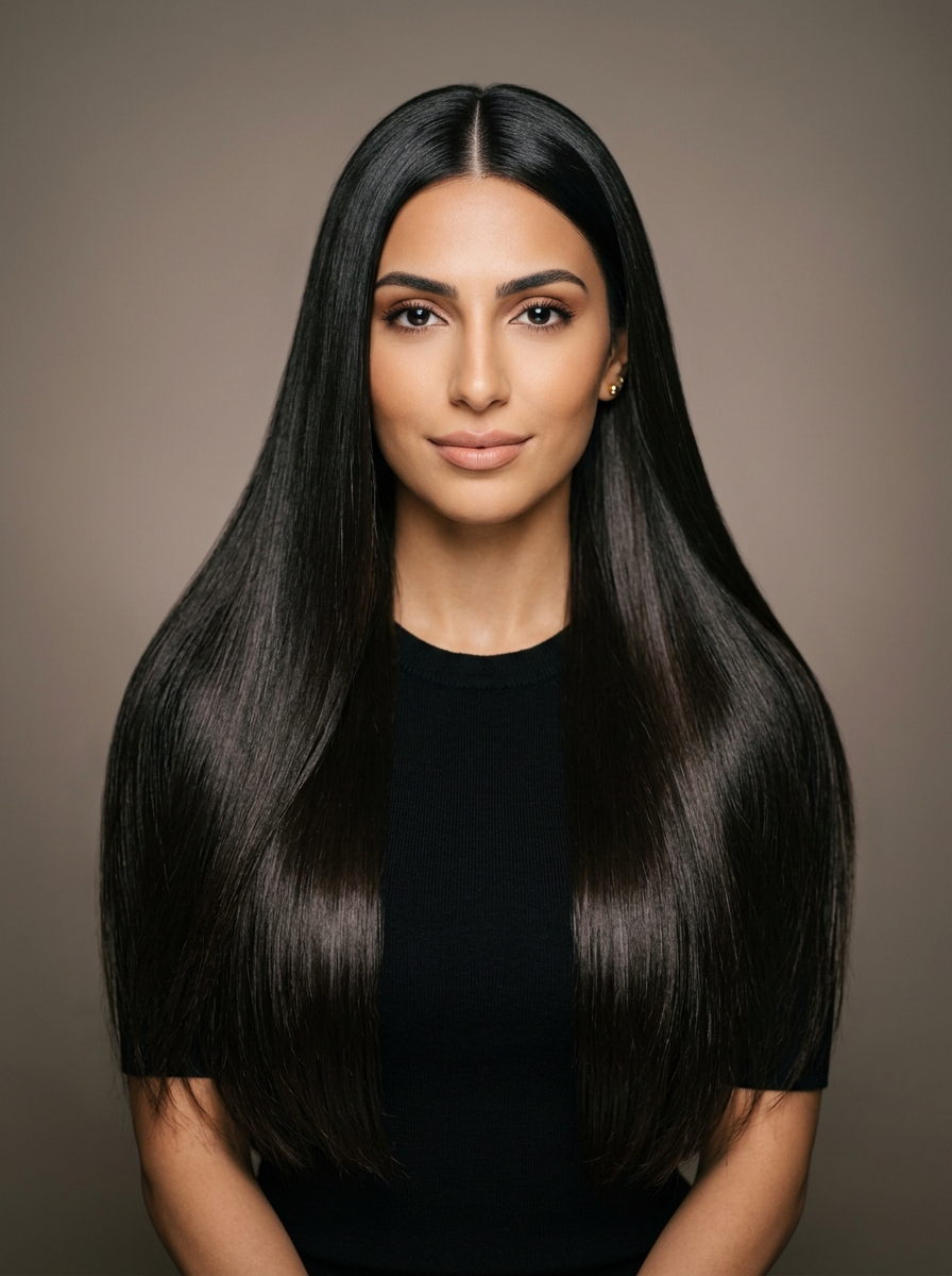Sleek Center-Part Long Hair