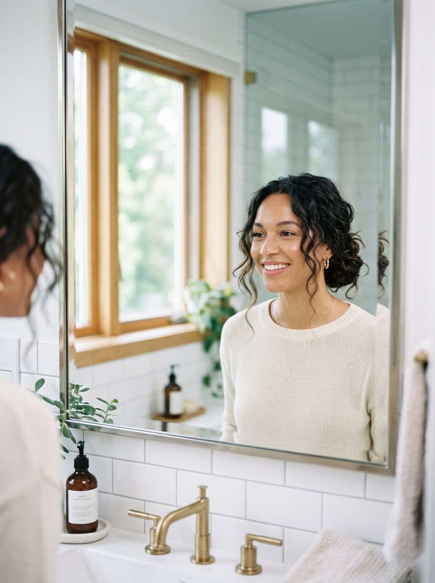 Low Messy Bun with Face-Framing Tendrils
