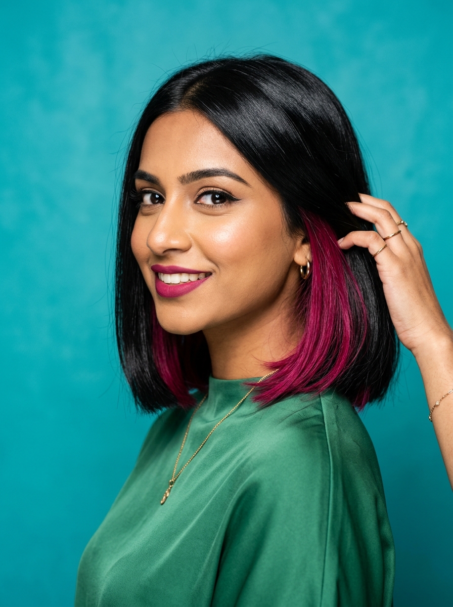 Blunt Bob with Hidden Fuchsia Peekaboo