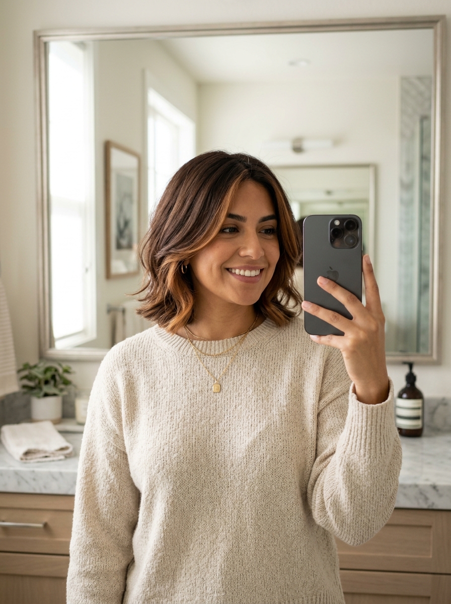 Layered Bob with Chocolate-to-Caramel Peekaboo